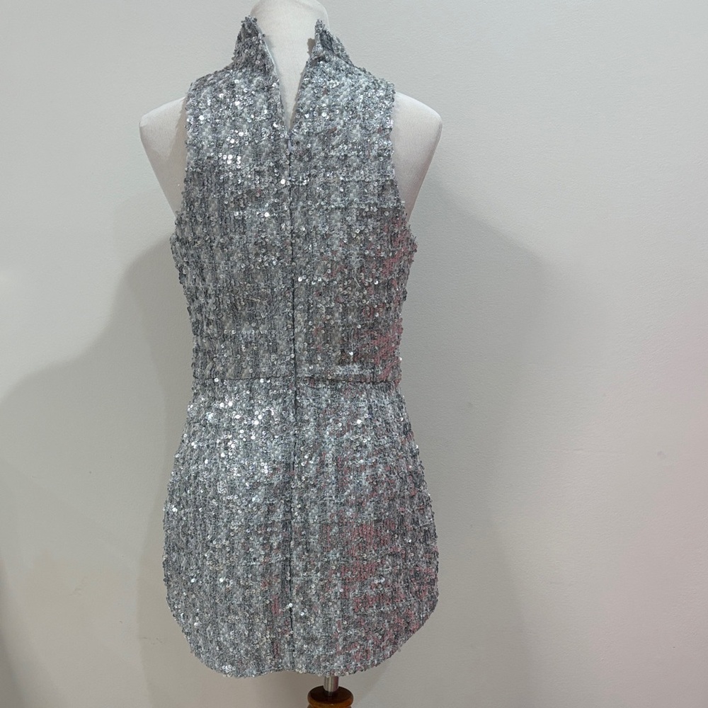 Amanda Uprichard Silver Sequin Dress - Picture 2 of 9